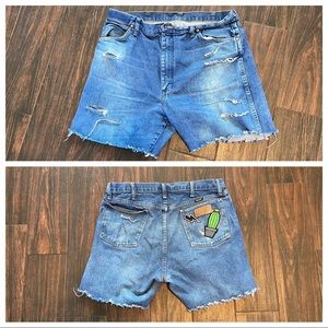 Custom distressed Wrangler 13MWZ shorts!